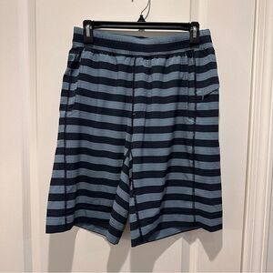 Navy Striped Athletic Shorts